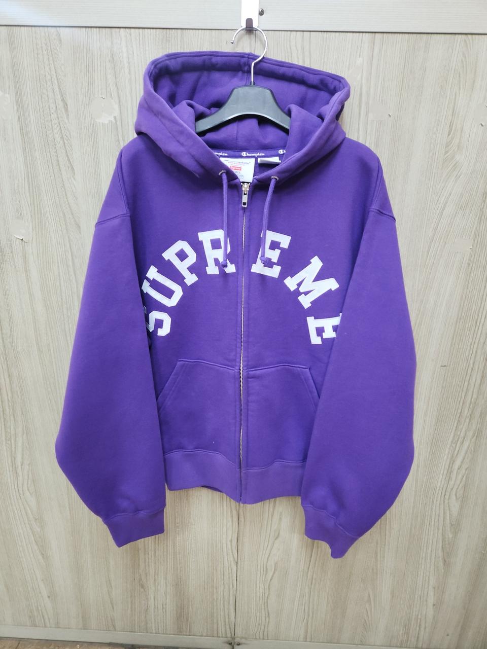 (정품) 슈프림 챔피온 후드집업 스웨트셔츠 퍼플 (S)