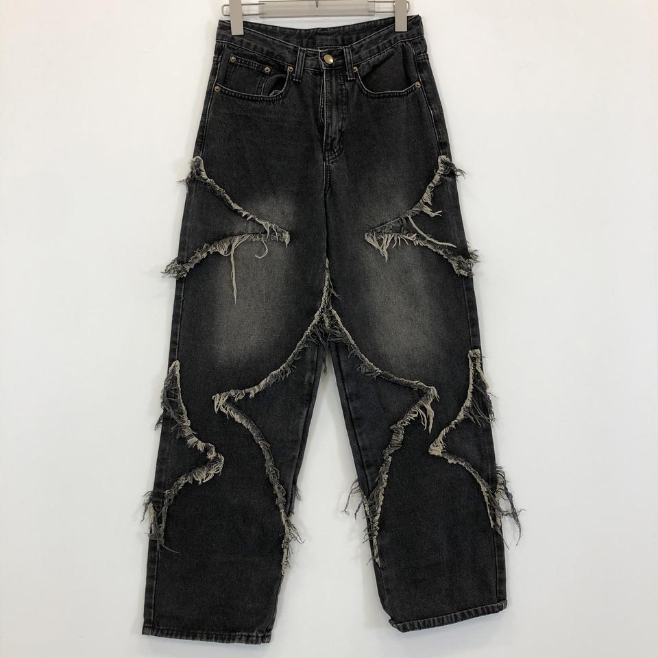 트릴리온 스타 아플리케 워싱 데님진 25-26 인치 