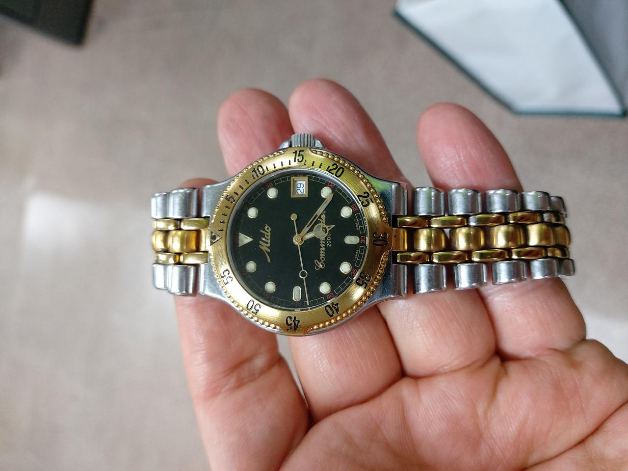 미도 Commander 금장 콤비 시계