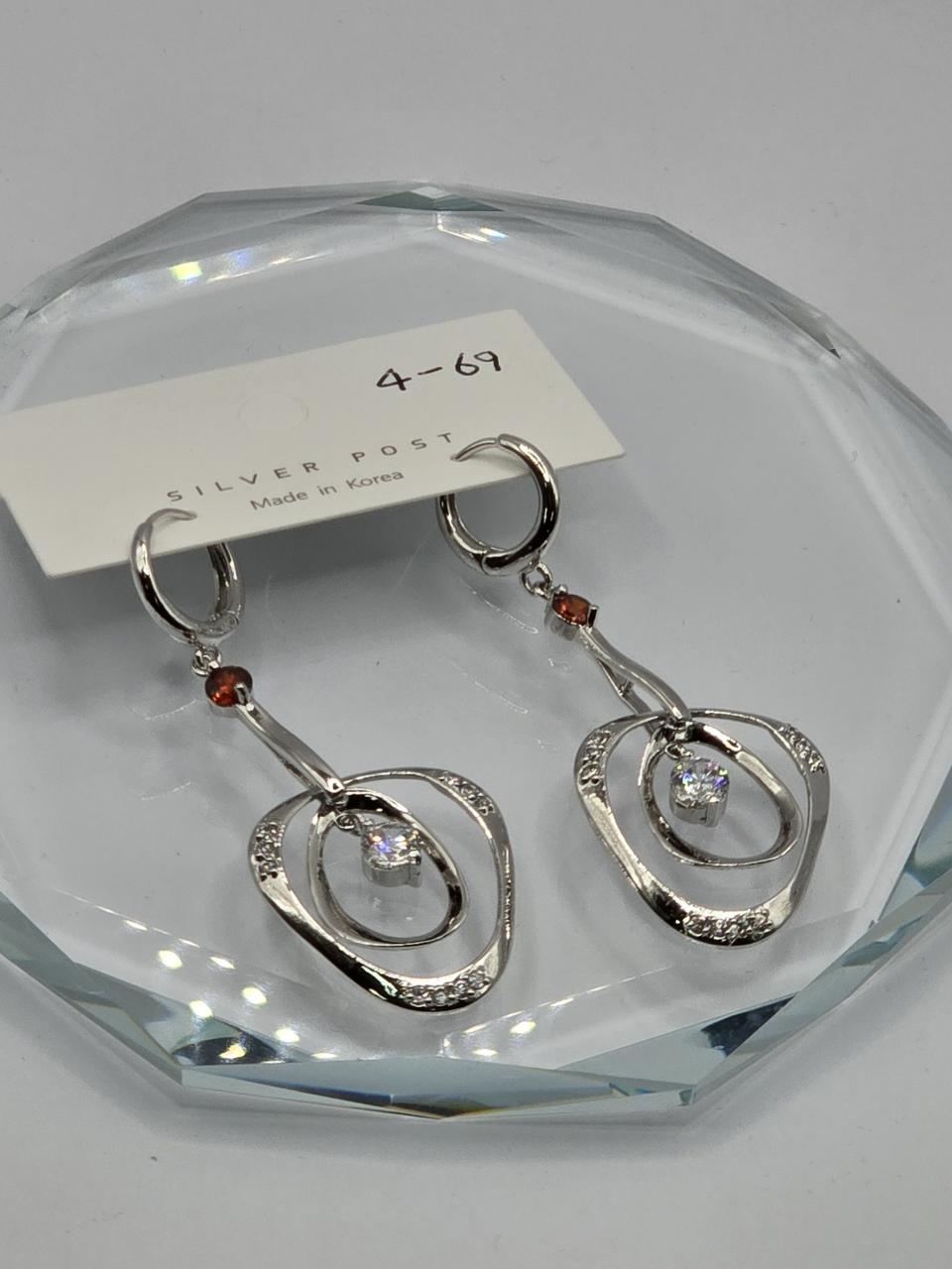 큐빅셋팅 원터치 드롭 귀걸이