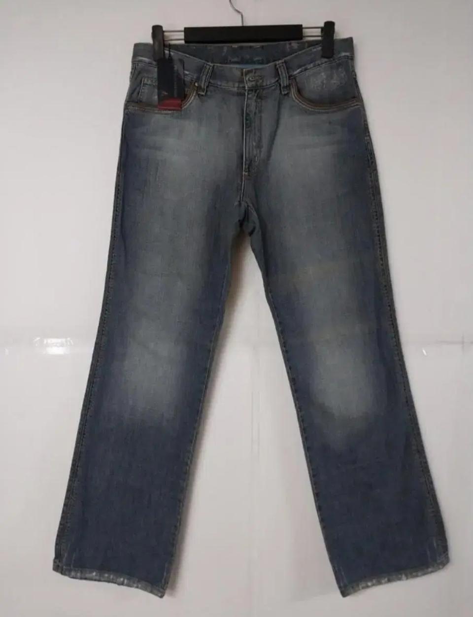 34)새상품)빈폴 가죽패치 빈티지 워싱 스판 일자청바지