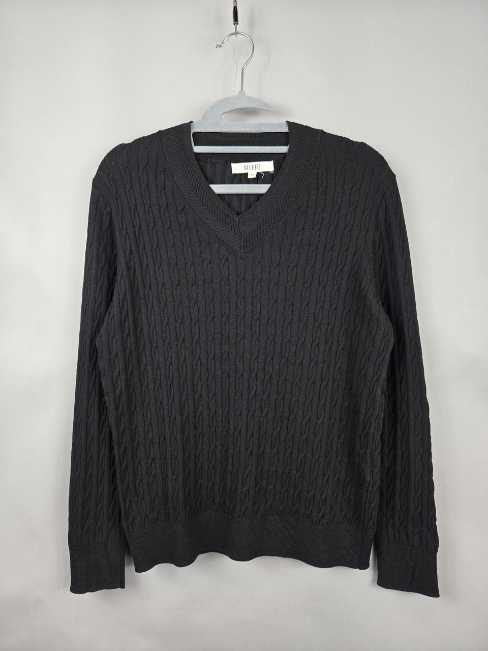 [무료배송]블루핏 66 여성 케이블 꽈배기 브이넥 긴팔 니트 블랙