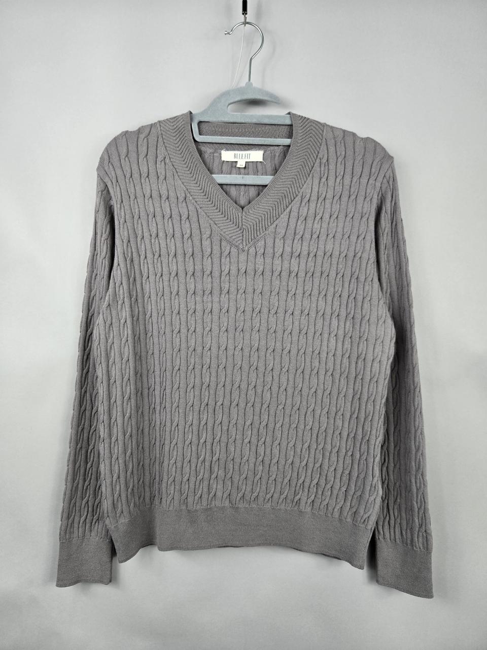 [무료배송]블루핏 66 여성 케이블 꽈배기 브이넥 긴팔 니트 회색