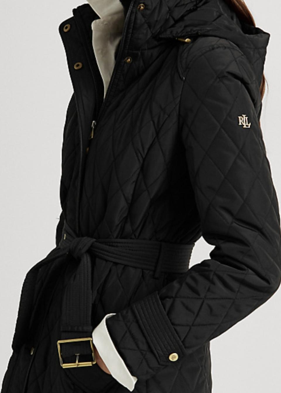 로렌랄프로렌 다이아몬드 퀼팅 후드코트 M