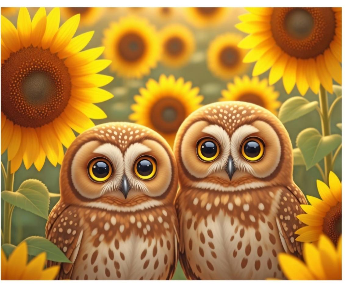 부엉이와 해바라기 보석십자수 주문제작해드려요