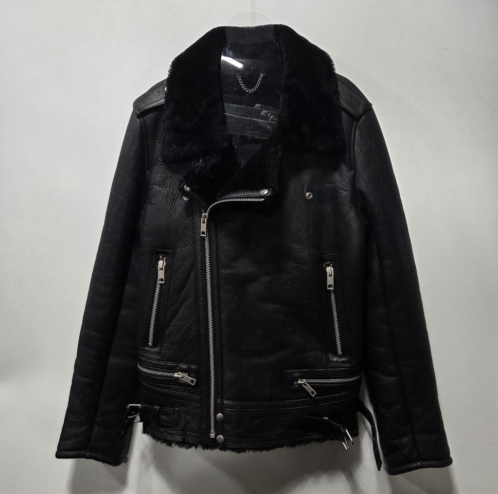 FYGF 양가죽 블랙 기모 무스탕 자켓 S 26030402