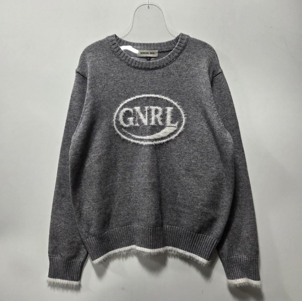 제너럴아이디어 그레이 헤어리 로고 니트 M 26030413