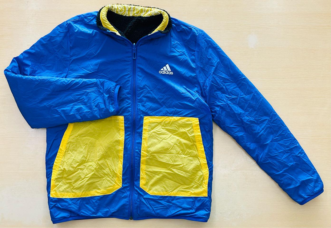 160사이즈 아디다스 리버시블 양면 후리스 정품 주니어 블루 블랙