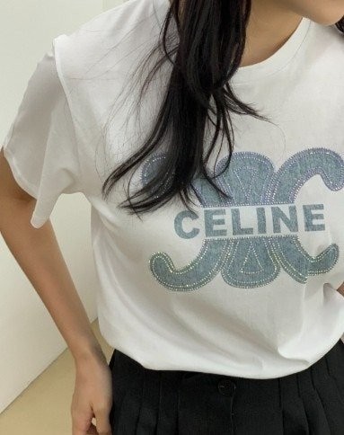 셀린느 데님 큐빅 티셔츠