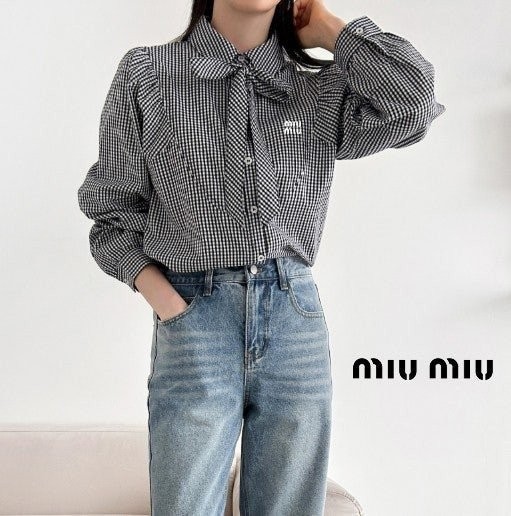 미우미우 고방 퍼프 블라우스