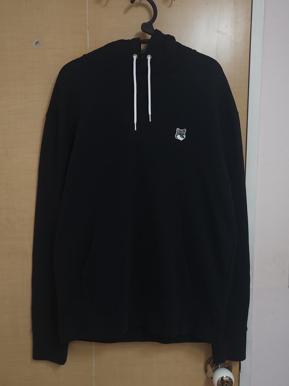 메종키츠네 폭스헤드 후드티 블랙 XL