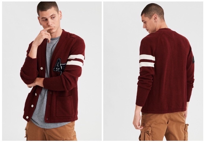 아메리칸 이글 / 버건디 가디건, 남성 가디건 / S(100)