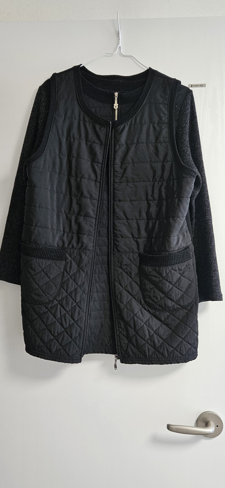 니트 얇은 패딩 누빔 가디건 세트