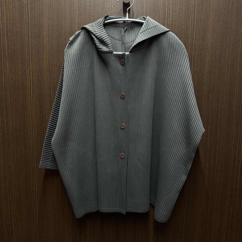 플리츠미 후드 가디건