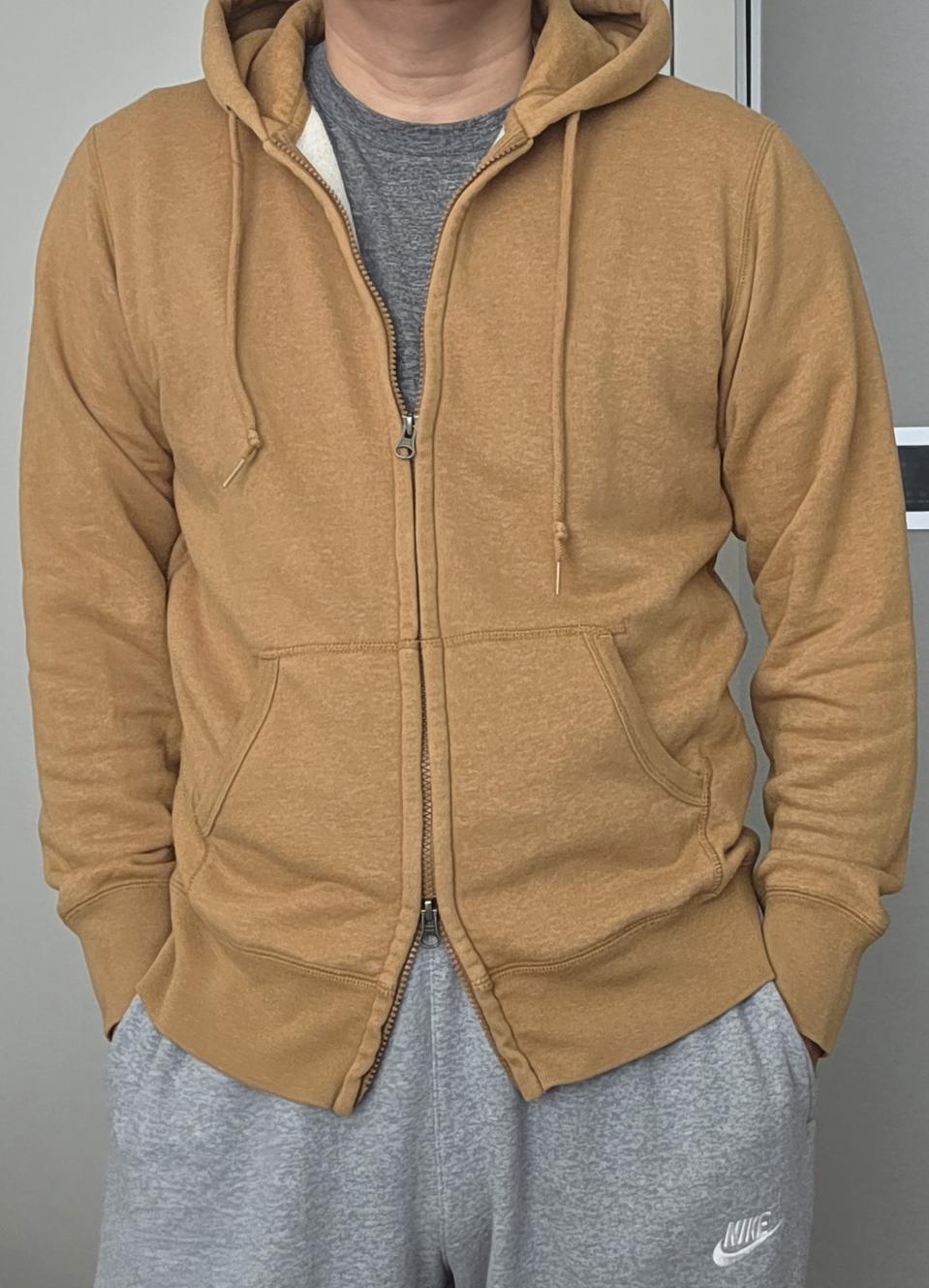 유니클로 2Way Zip-Up 후드티 머스타드 칼라 (L)