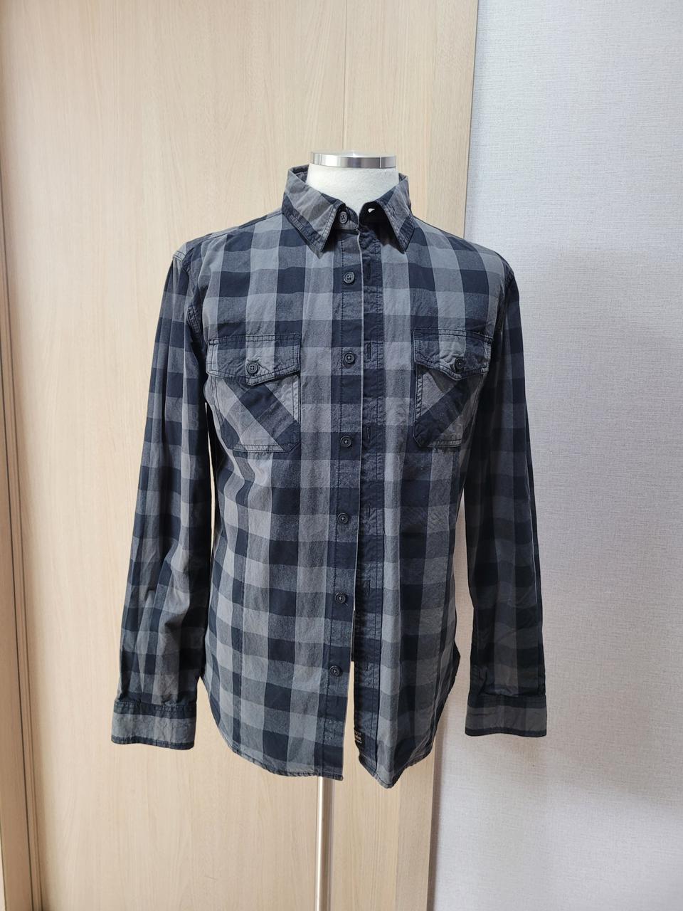 스텝 STAFF 남자 체크셔츠 100 다크그레이