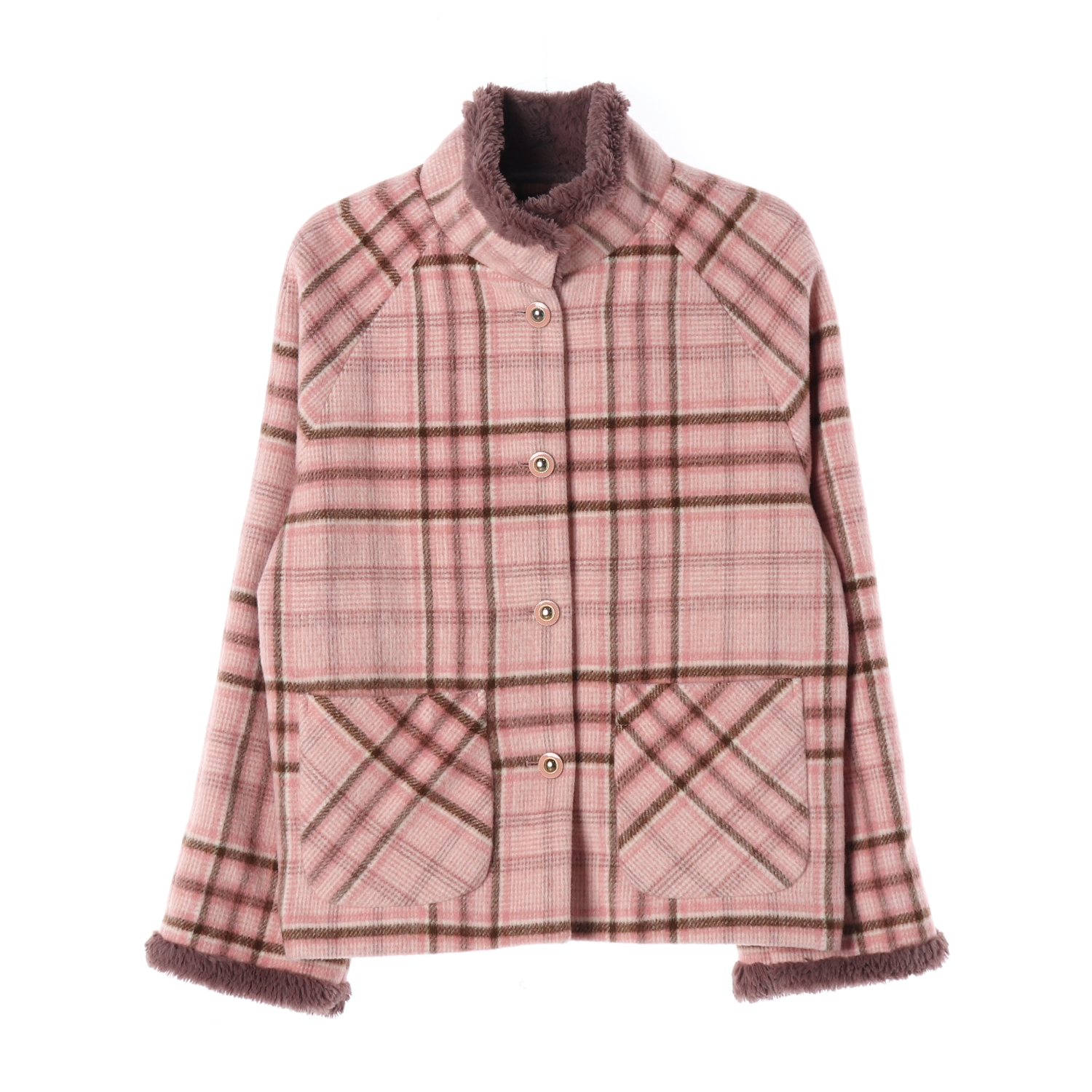 제로스트릿 퍼 포인트 숏 코트 핑크