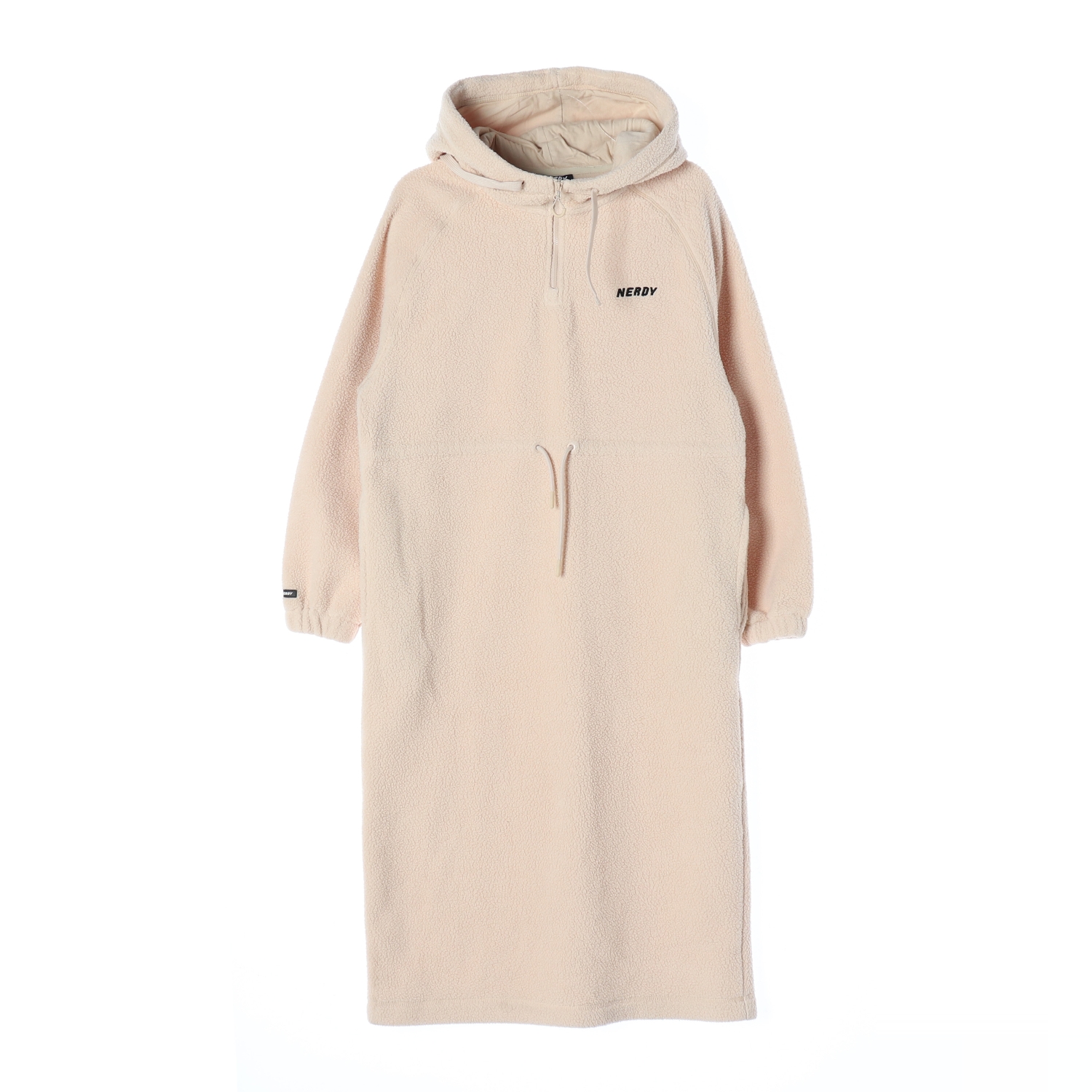 널디 21FW 플리스 하프 집업 후드 원피스