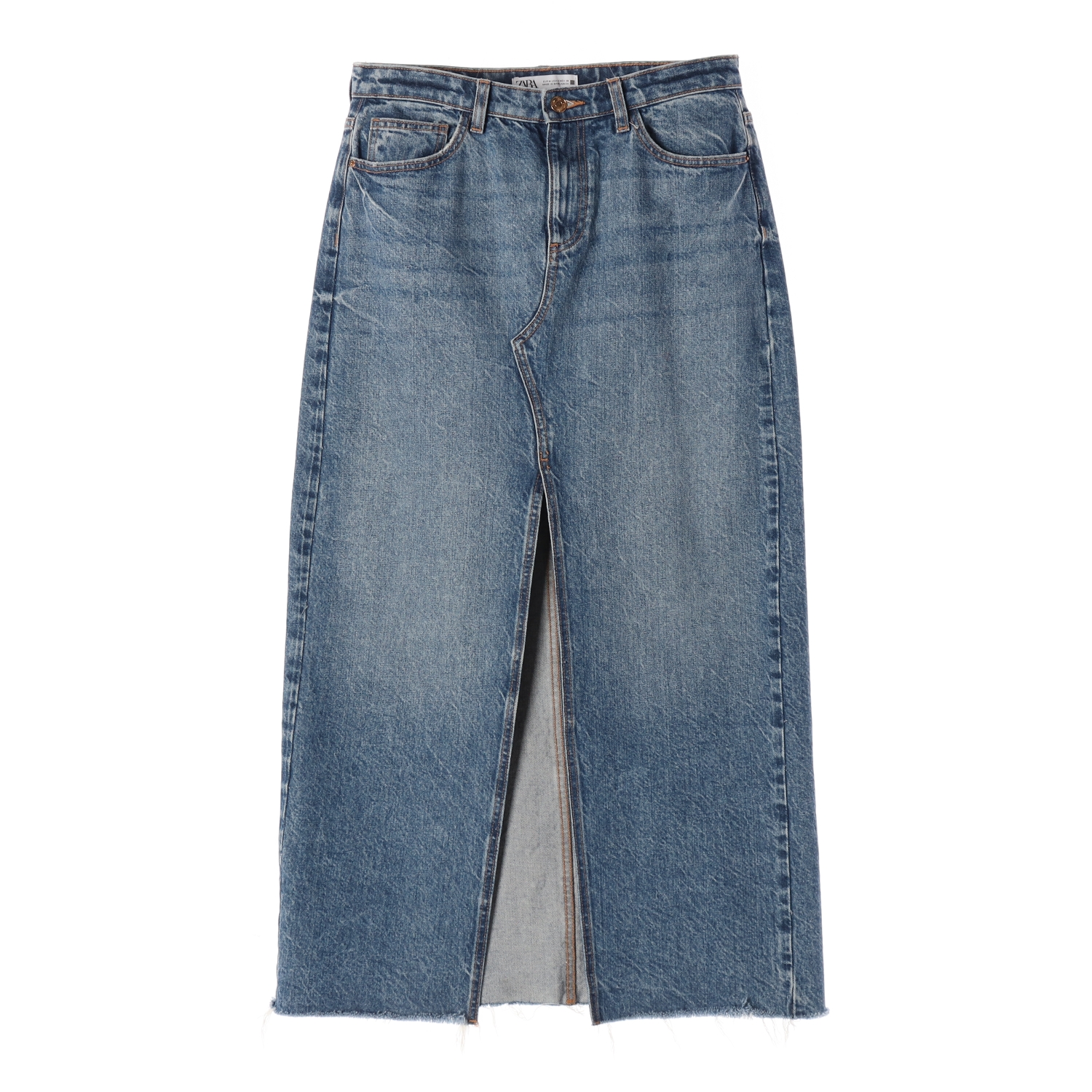 자라 컷아웃 트임 데님 롱 스커트 청치마