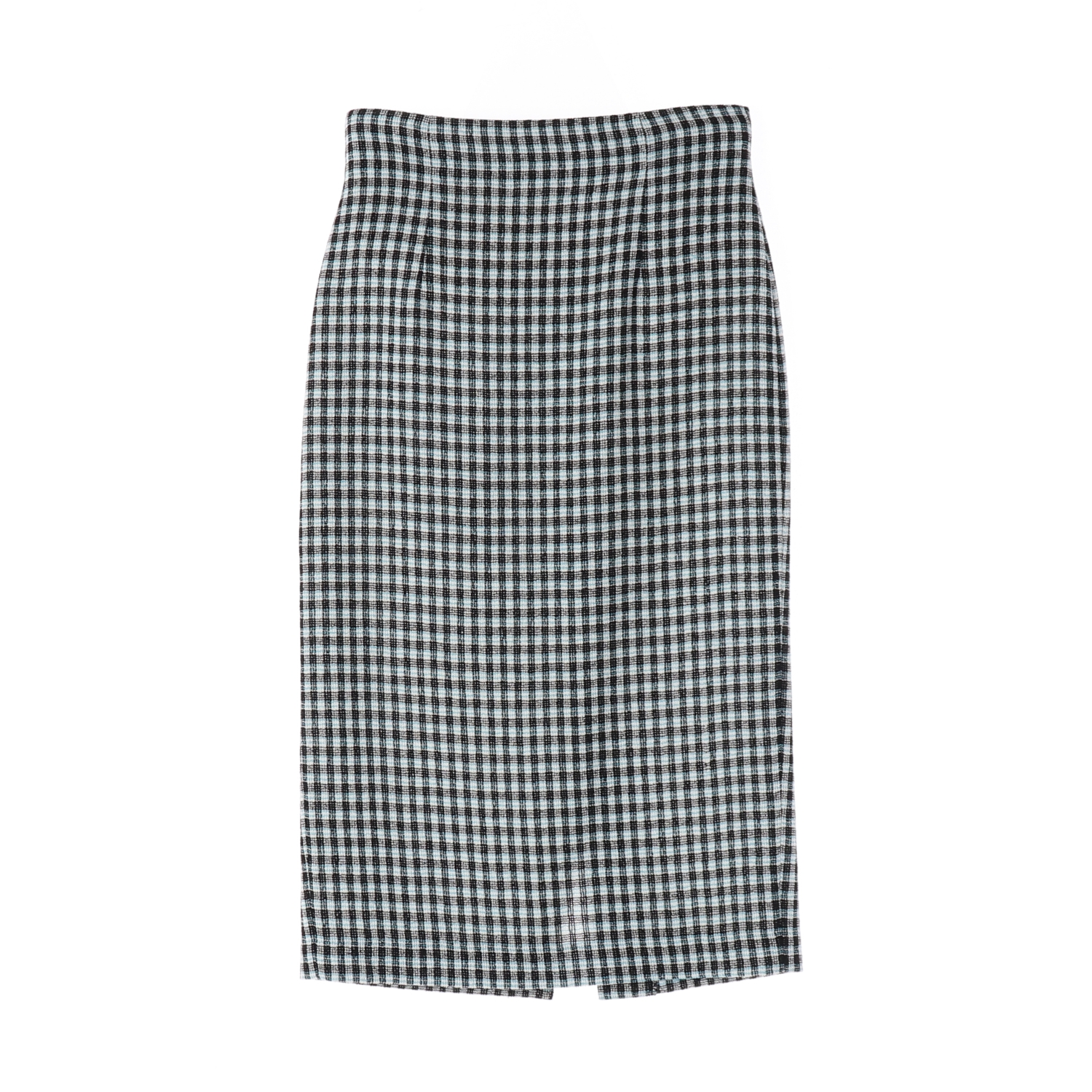 모조에스핀 21SS 체크 패턴 트위드 롱 스커트 라이트블루 블랙