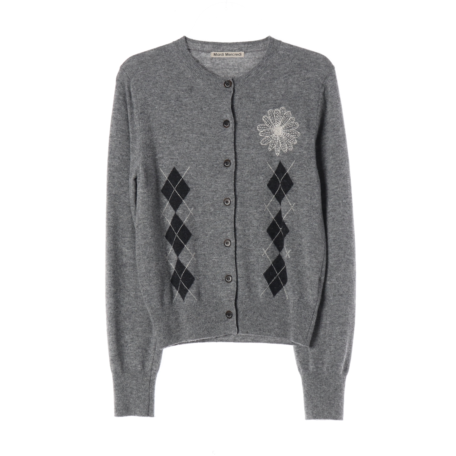 마르디 메크르디 25FW 아가일 패턴 울 캐시미어 블렌드 가디건
