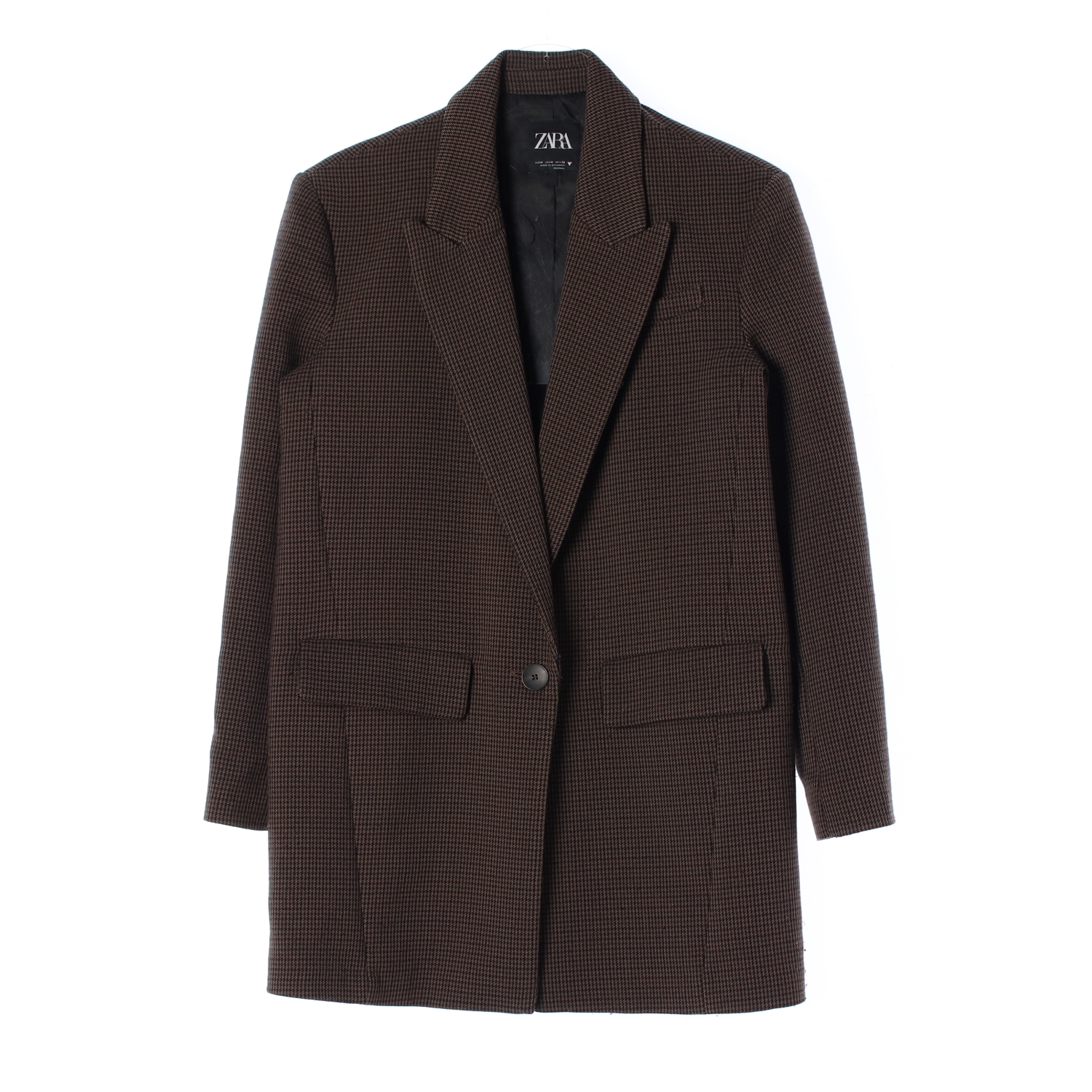 자라 체크 패턴 싱글 블레이저 재킷