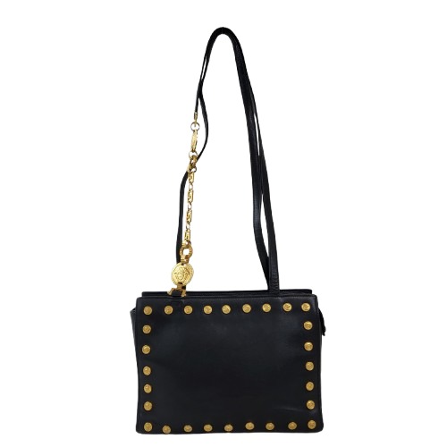 정품 베르사체 빈티지 블랙 레더 체인 숄더백