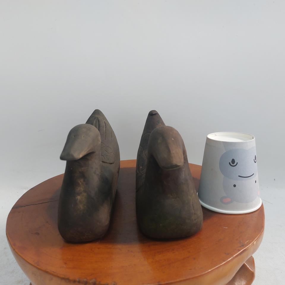 옛날 나무 오리. 목안 - 민속품. 근대사. 소품용