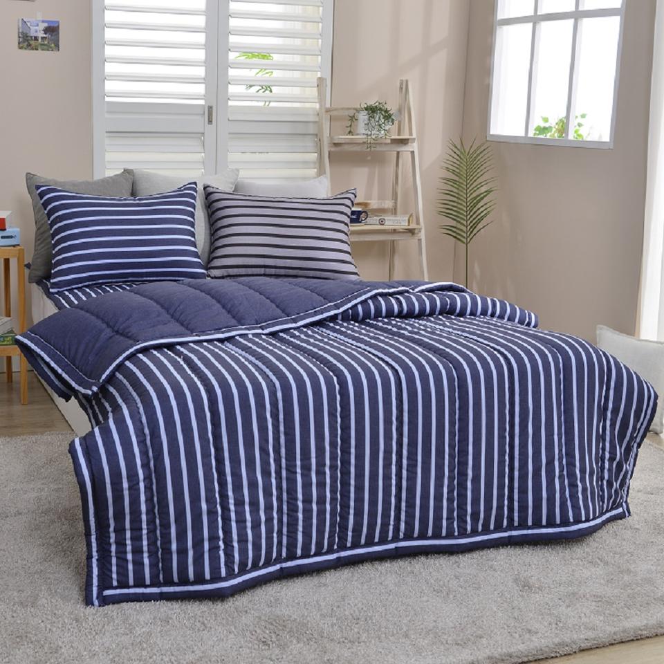 국산 간절기 사계절 누빔 차렵이불 항균 스트라이프 이불 패드 침구 7oz