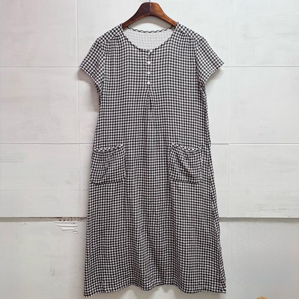 cecile 다크 브라운 체크 하구미 모리걸 원피스 JPN