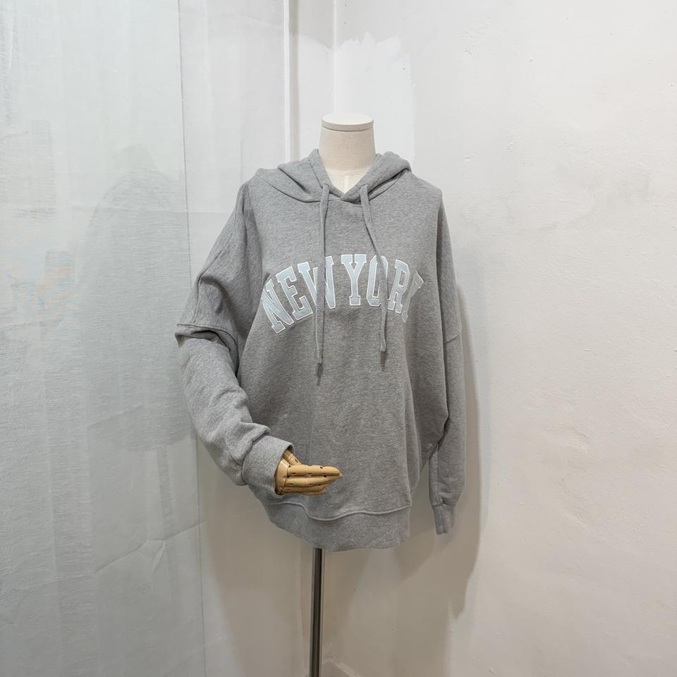뉴욕 레터링 그레이후드 회색후드 4222