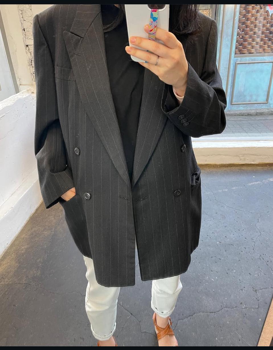 Yves Saint Laurent 스트라이프 더블 자켓