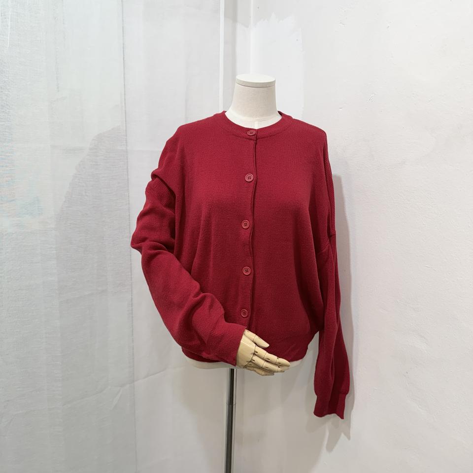 데일리쥬 오버핏 레드 니트긴팔가디건 4244