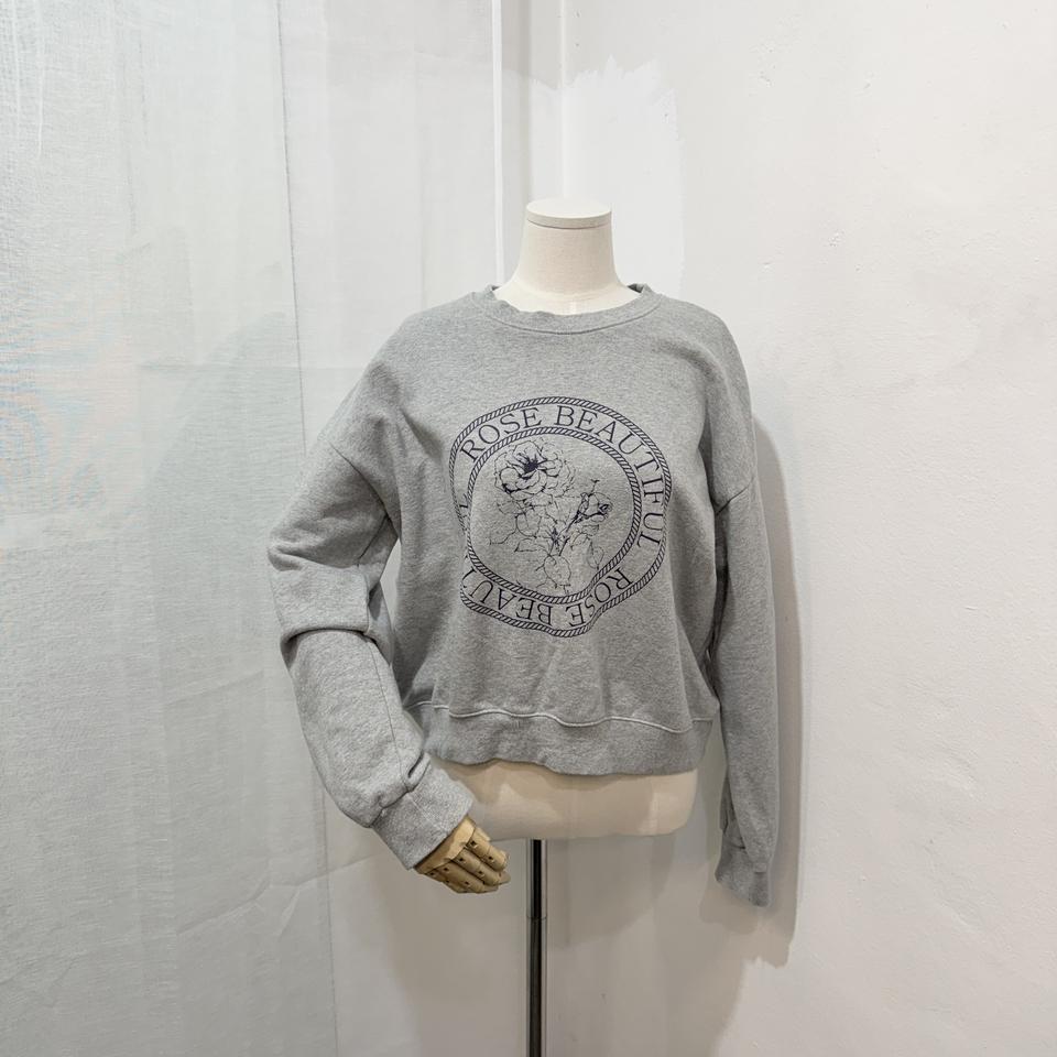 레터링그래픽 그레이 회색 크롭맨투맨 스웻셔츠 4247