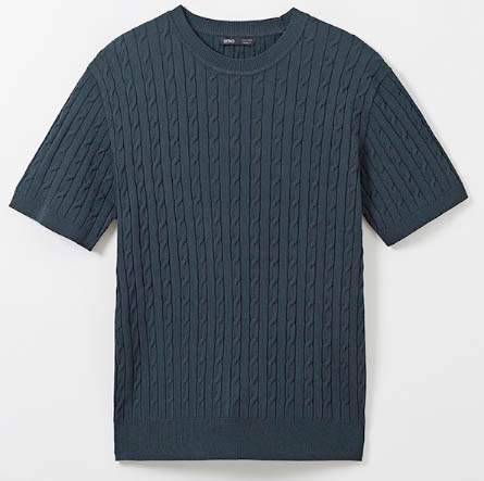 SPAO 스파오 라운드넥 케이블 반팔 니트 헌터 XXL