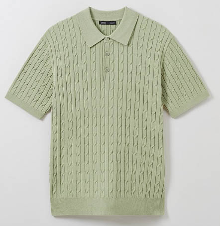 SPAO 스파오 케이블 반팔 니트 올리브그린 XXL