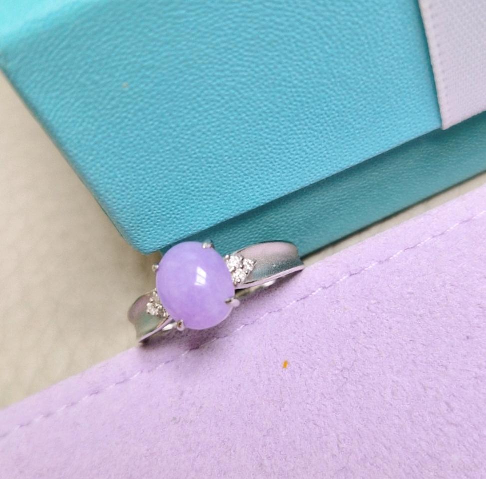 18k라벤더 천연비취 다이아반지 금값도안됩