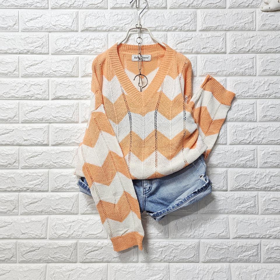 오렌지쉐브론니트