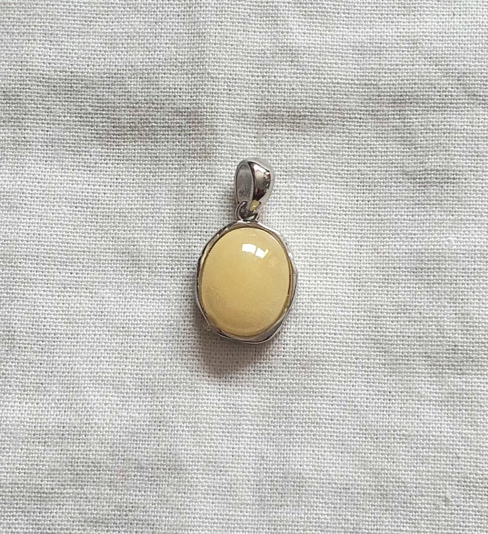 핸드메이드 밀화호박 은펜던트 (발틱앰버)-8x10캐보션