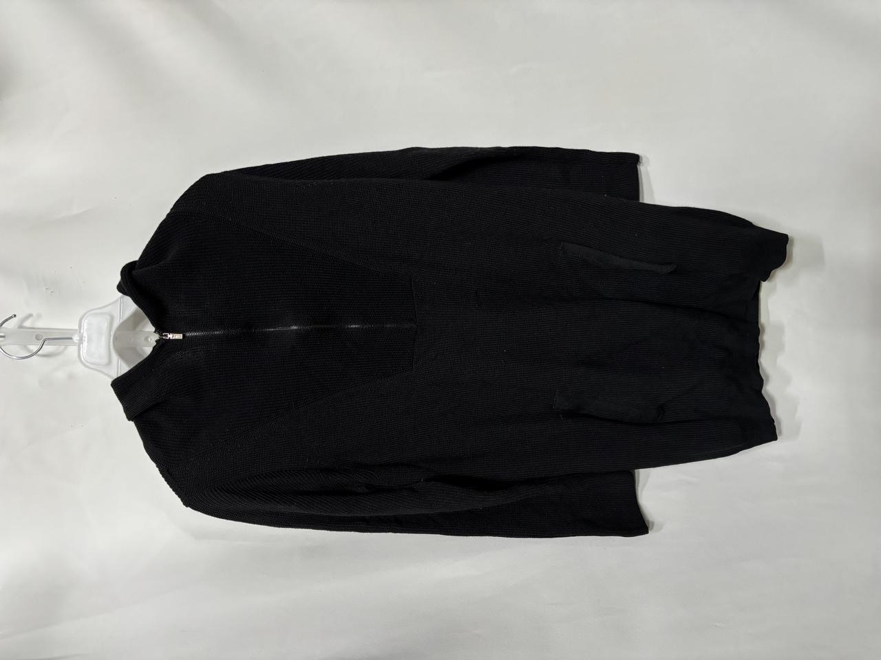 하프 집업 울 혼방 후드 니트 롱 스웨터