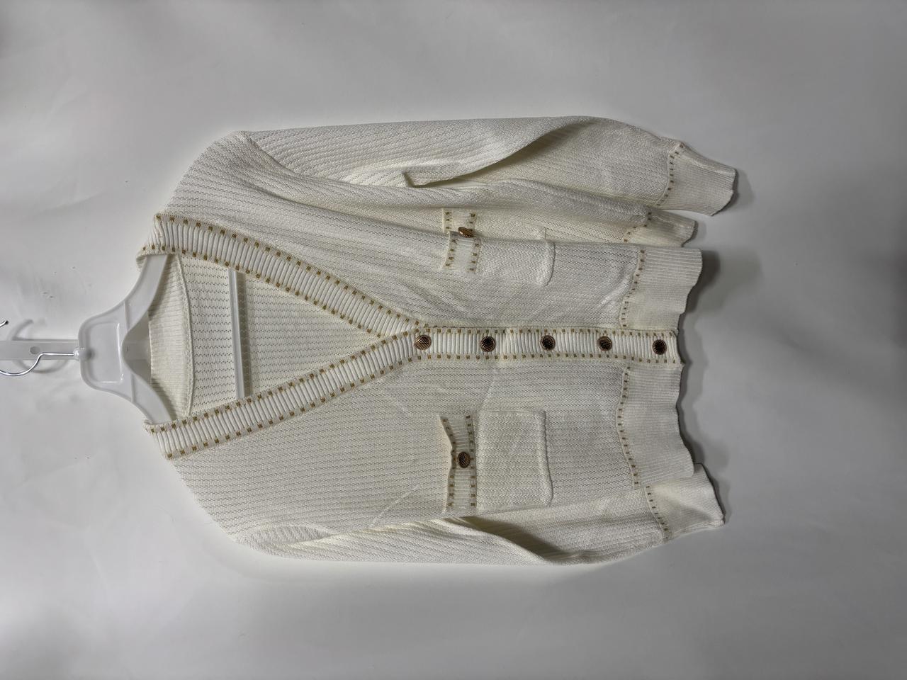 금장 단추 포켓 라인 스티치 브이넥 니트 가디건