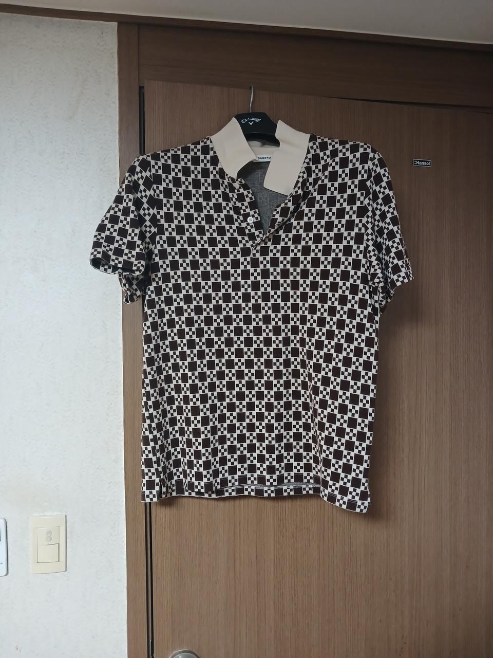 산드로 옴므 체크 반팔 폴로 티셔츠 XL