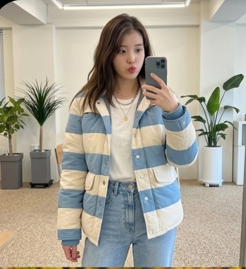 마크 바이 마크 제이콥스 스트라이프 다운 푸퍼 패딩