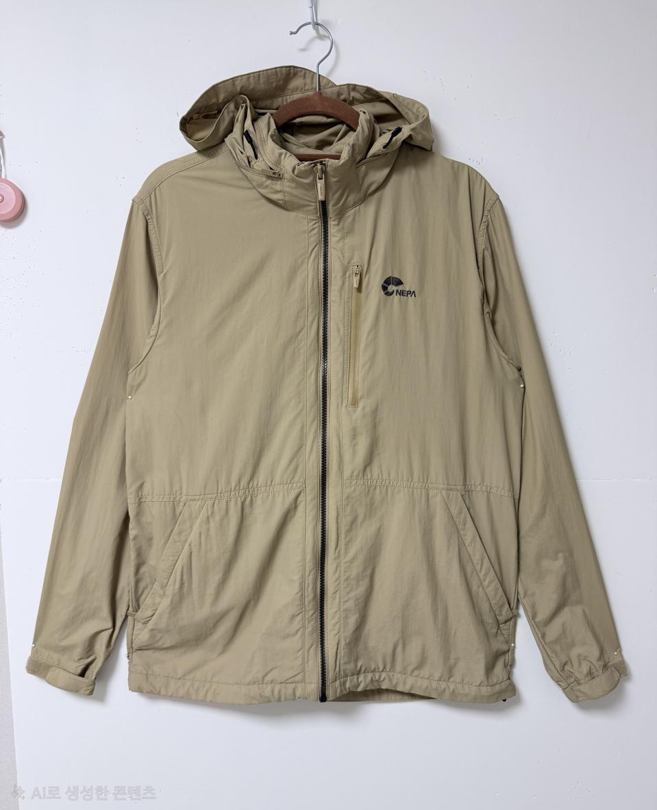 네파 NEPA 후드 바람막이 자켓 100 / 베이지 아웃도어 바람막이 /