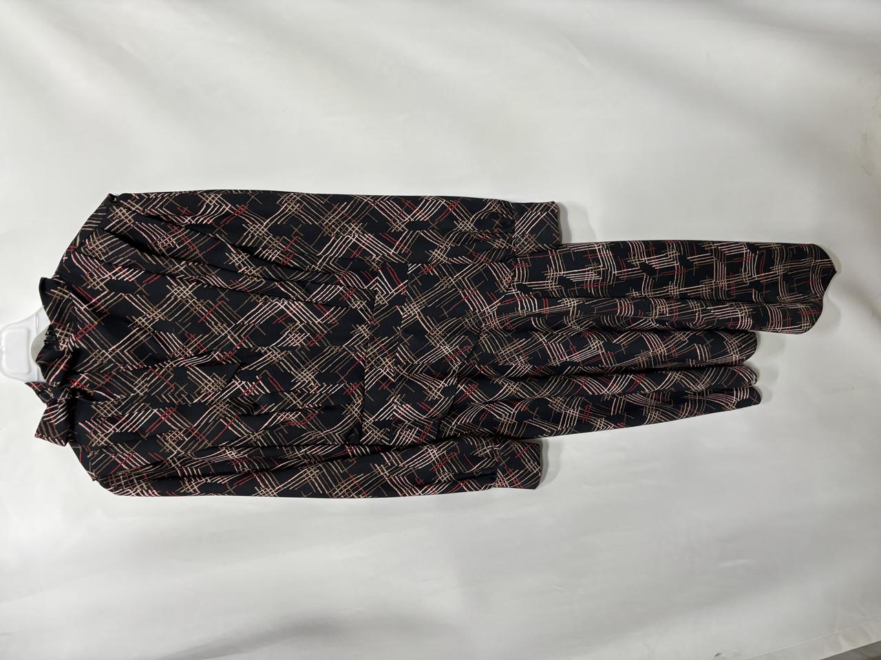 에고이스트 언발란스 쉬폰 넥 리본 체크 롱 원피스 55