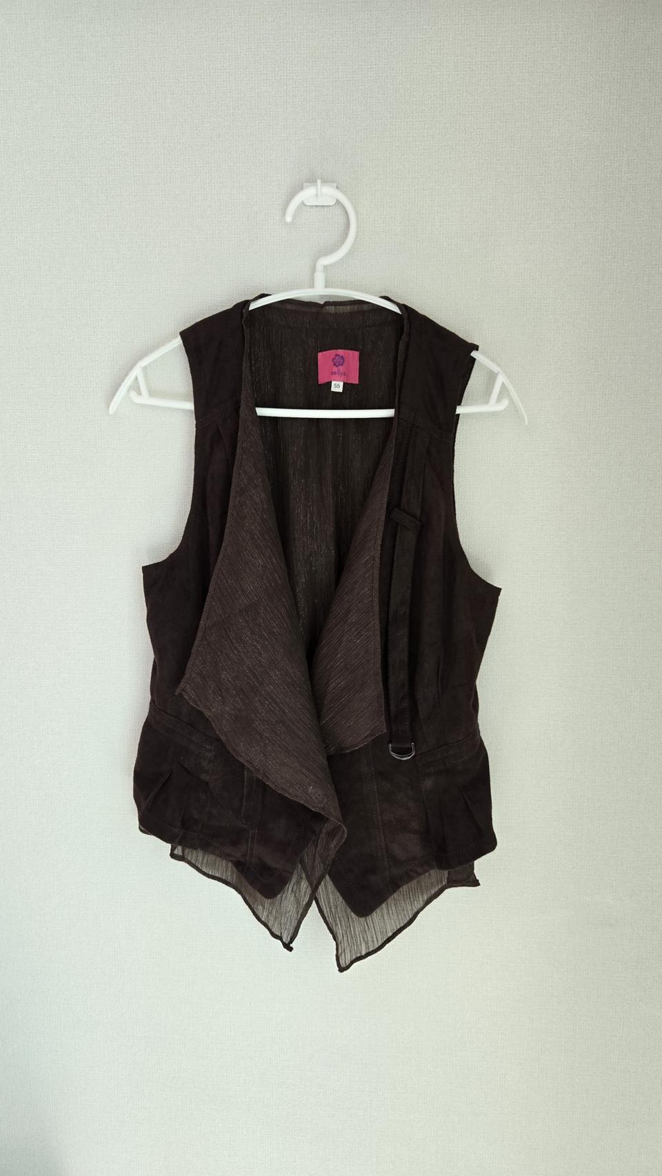 selly's 스웨이드  조끼 브라운 55 레이스 레이어드