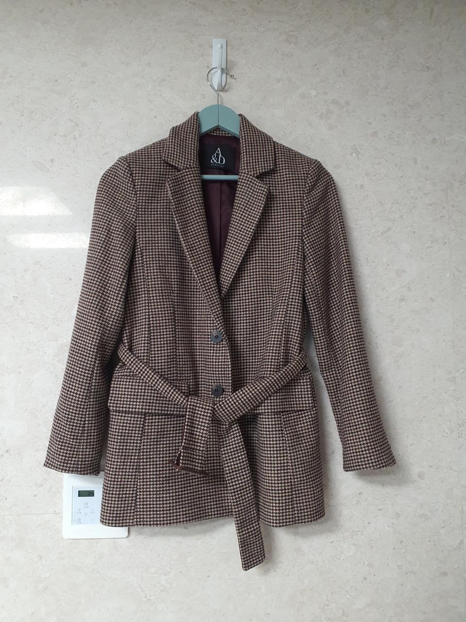 A&D 하운드투스 체크 벨트 코트 여성