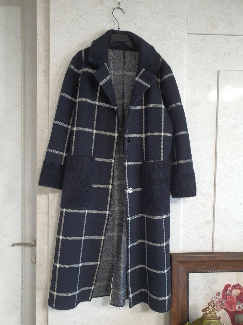 여성 체크 롱코트