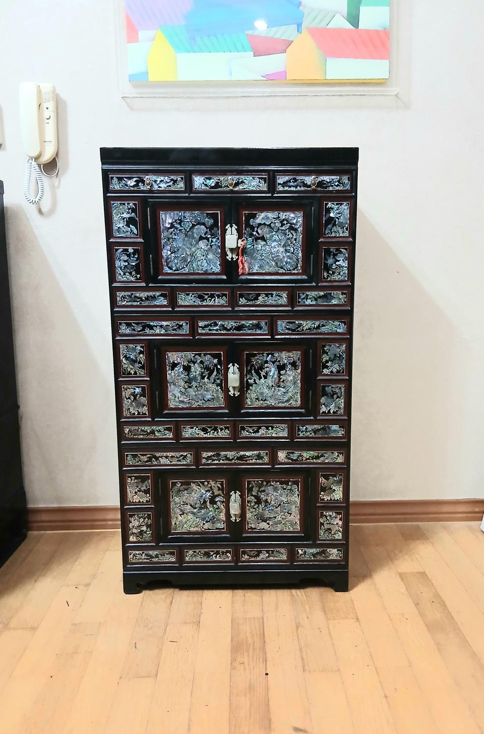 자개애기삼층장 자개장식장