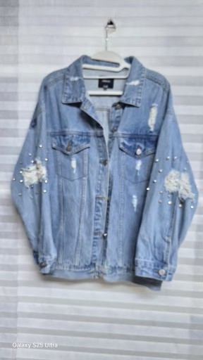 ARAWW 데님 자켓 데미지 스터드 장식